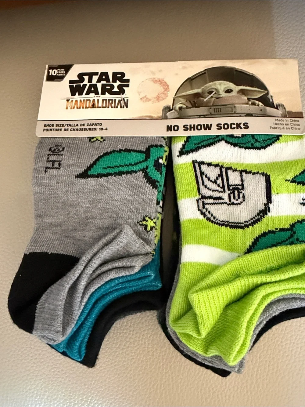 Star Wars The Mandalorian Grogu Boys No Show Socks – 10 Pairs – Size 10–4